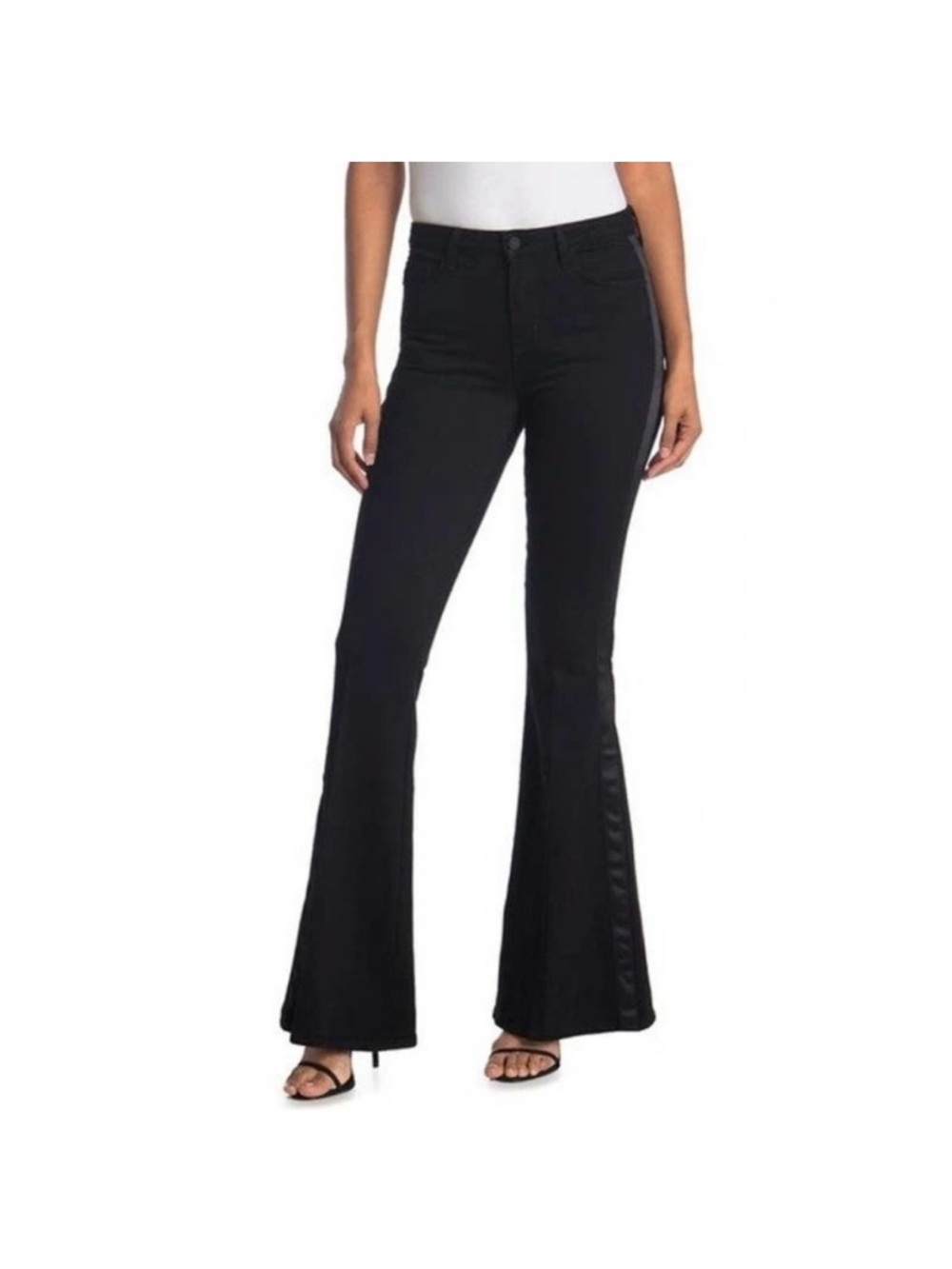 L’AGENCE Solana Black High Rise Flared Jeans – Side Stripe – 24
